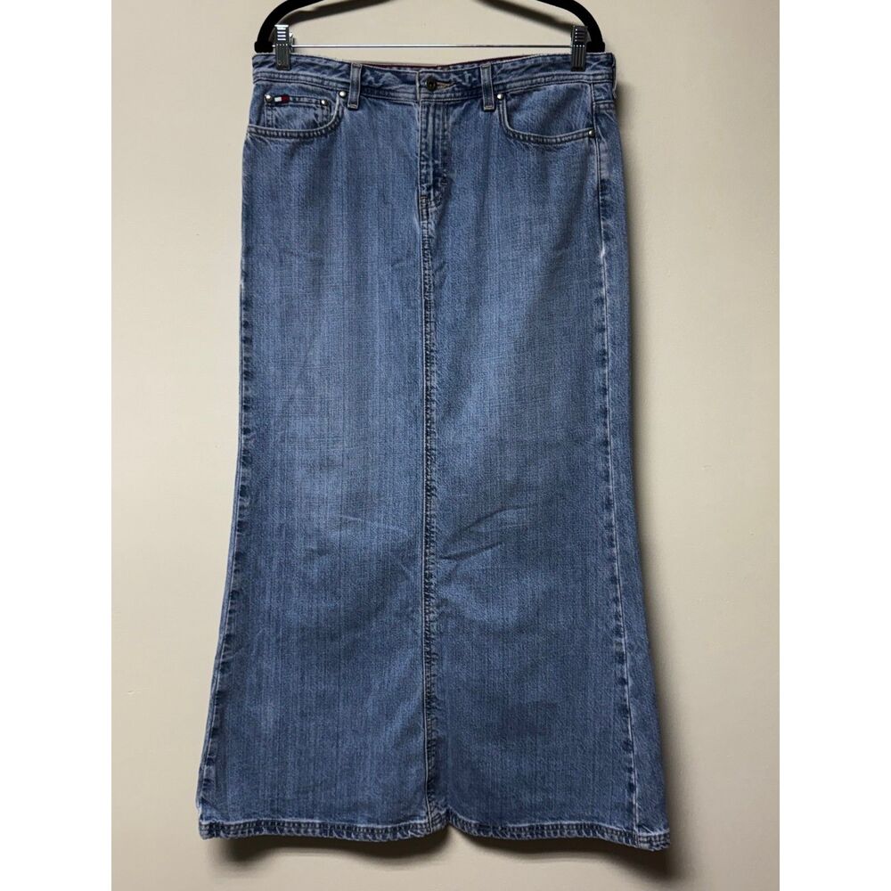 TOMMY HILFIGER Vintage Fluffy Stovepipe Skirt Light Aged Blue, 37", Sz 10